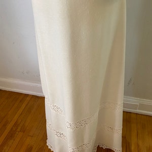 Vintage 1970s Boho Prairie Natural Cream Flutter Sleeve Maxi Gown 70s Linen look Textured Lace Square neck Wedding Dress image 8
