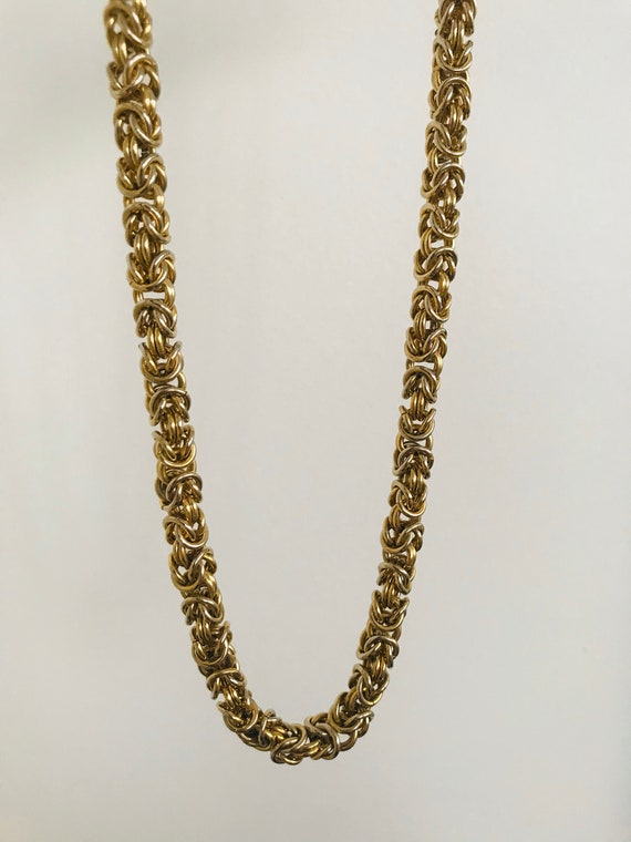 Unique Vintage Gold Tone Heavy Rope Chain Necklace - image 2