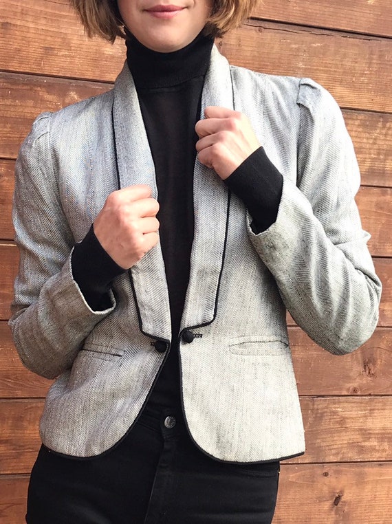 Vintage Black & White Tuxedo style Blazer - Small - image 1