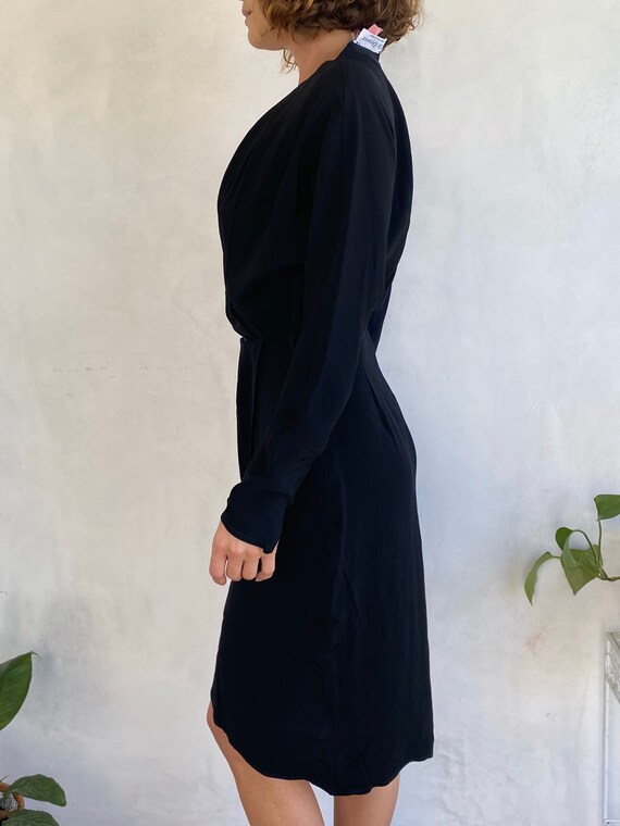 Beautiful Vintage 50s Black Lace Tulip Wrap Dress… - image 6