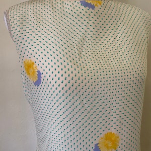 Vintage BILL BLASS 80s Silk Drop Waist Midi Dress & Scarf Cottage Core Floral Polka Dot 2 Piece Set image 3