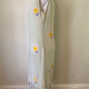 Vintage BILL BLASS 80s Silk Drop Waist Midi Dress & Scarf Cottage Core Floral Polka Dot 2 Piece Set image 6