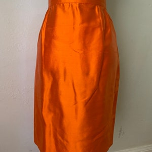 Vintage LANVIN Paris Silk Jacket Skirt Suit 2 Piece Couture Set Orange Blazer & Skirt image 4
