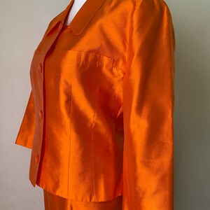 Vintage LANVIN Paris Silk Jacket Skirt Suit 2 Piece Couture Set Orange Blazer & Skirt image 9