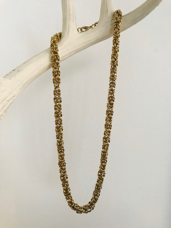 Unique Vintage Gold Tone Heavy Rope Chain Necklace - image 1