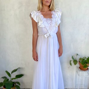 White Vintage Maxi SLIP DRESS & DUSTER 2 piece set S/M image 2