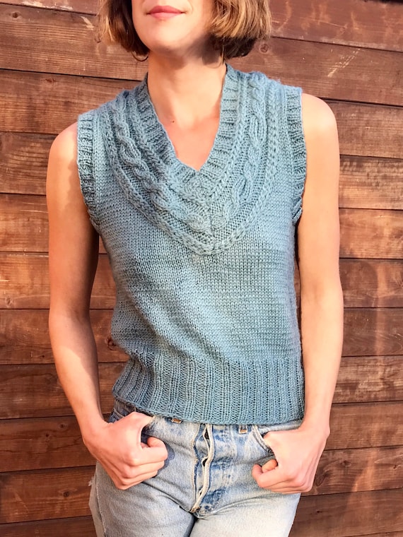 Vintage Couture Ralph Lauren Blue Wool Vest - Smal