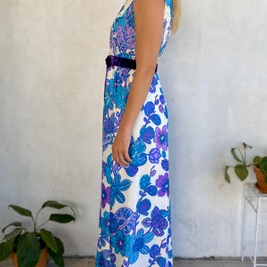 Stunning 1960s Gino Charles Couture Purple / Teal Maxi Gown Small image 6