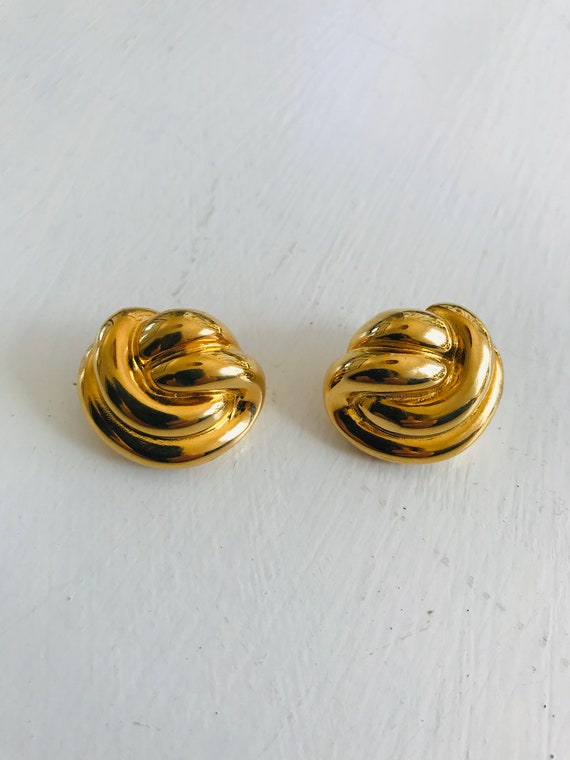 Vintage gold knot earrings discount