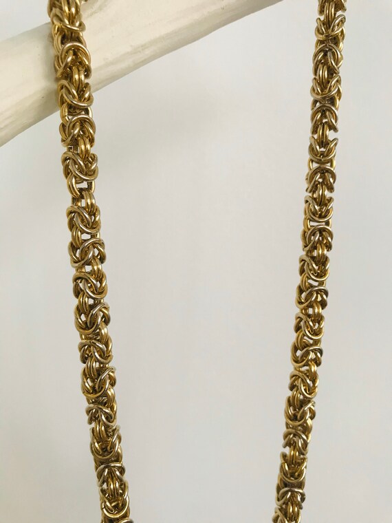 Unique Vintage Gold Tone Heavy Rope Chain Necklace - image 3