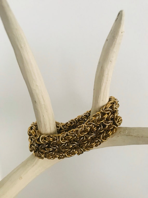 Unique Vintage Gold Tone Heavy Rope Chain Necklace - image 7