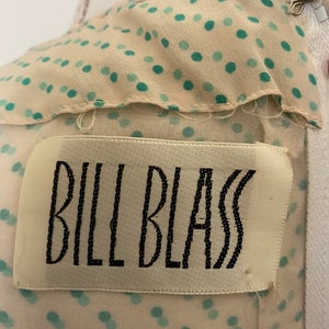 Vintage BILL BLASS 80s Silk Drop Waist Midi Dress & Scarf Cottage Core Floral Polka Dot 2 Piece Set image 10