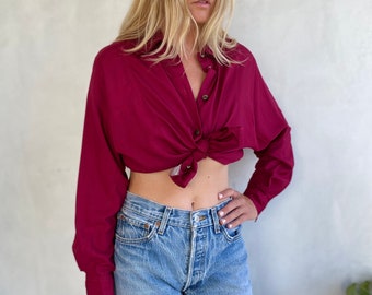 Vintage 90s EXPRESS Merlot Long Sleeve Blouse - XS / Small