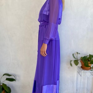 1970s Vintage Miss Elliette Silky Violet Gown Small Medium image 6