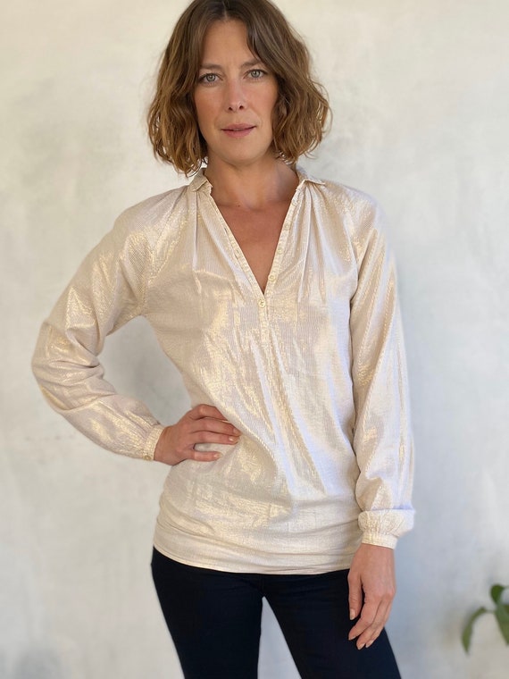 vintage cream peasant blouse Gem