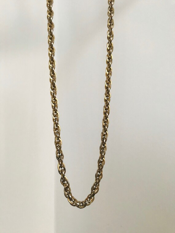 Vintage Antique Gold Tone Chain Link Necklace - image 3