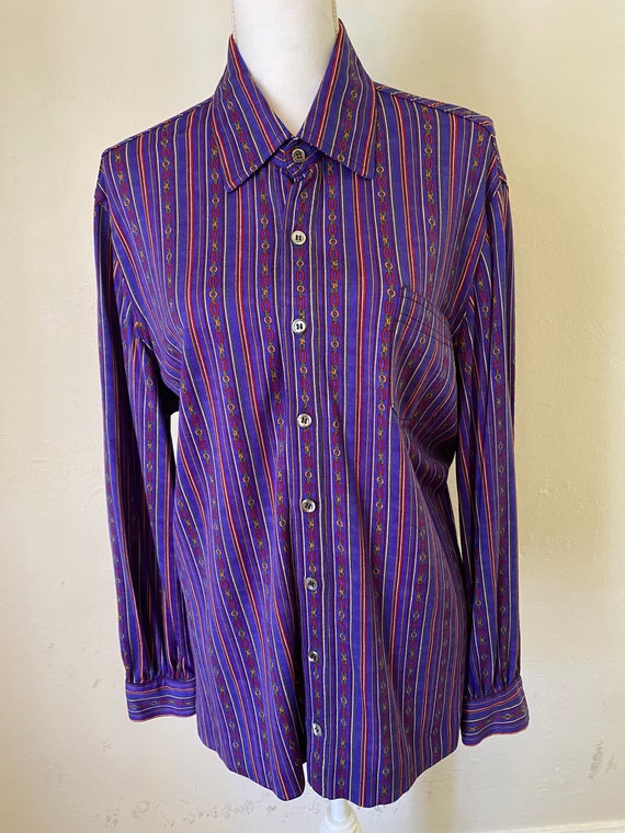 Vintage CELINE Paris Iconic Signature Chain Print Blouse Rare Couture Long  Sleeve Button Down Shirt 