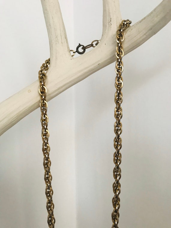 Vintage Antique Gold Tone Chain Link Necklace - image 2