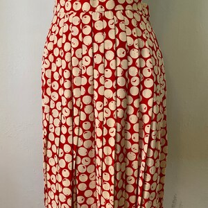 Vintage GIVENCHY 90s Jacket Blazer & Pleated Skirt Set 2 Piece Couture Red Cream Polka Dot Print image 9