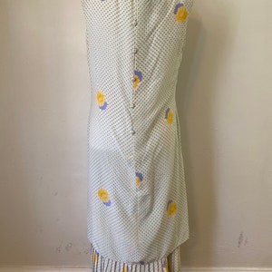 Vintage BILL BLASS 80s Silk Drop Waist Midi Dress & Scarf Cottage Core Floral Polka Dot 2 Piece Set image 7