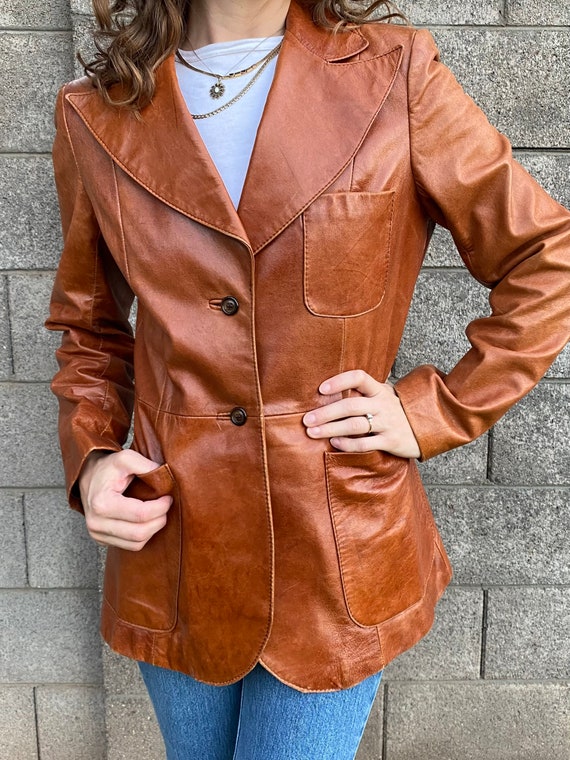 Vintage 60s Couture Tailored Leather Blazer - Cara