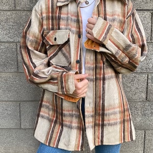 60s Vintage Mohawk Overshirt Button up Plaid Flannel Oversized Wool Linen Shirt imagem 1