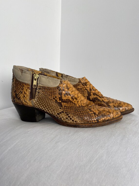 Gorgeous Vintage Genuine Python Ankle Cowboy Boots