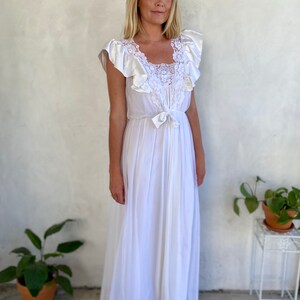 White Vintage Maxi SLIP DRESS & DUSTER 2 piece set S/M image 9