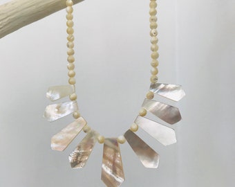 Antique Vintage Edwardian Art Deco Genuine Mother Of Pearl Necklace