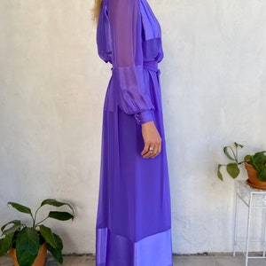 1970s Vintage Miss Elliette Silky Violet Gown Small Medium image 8