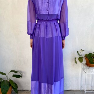 1970s Vintage Miss Elliette Silky Violet Gown Small Medium image 7