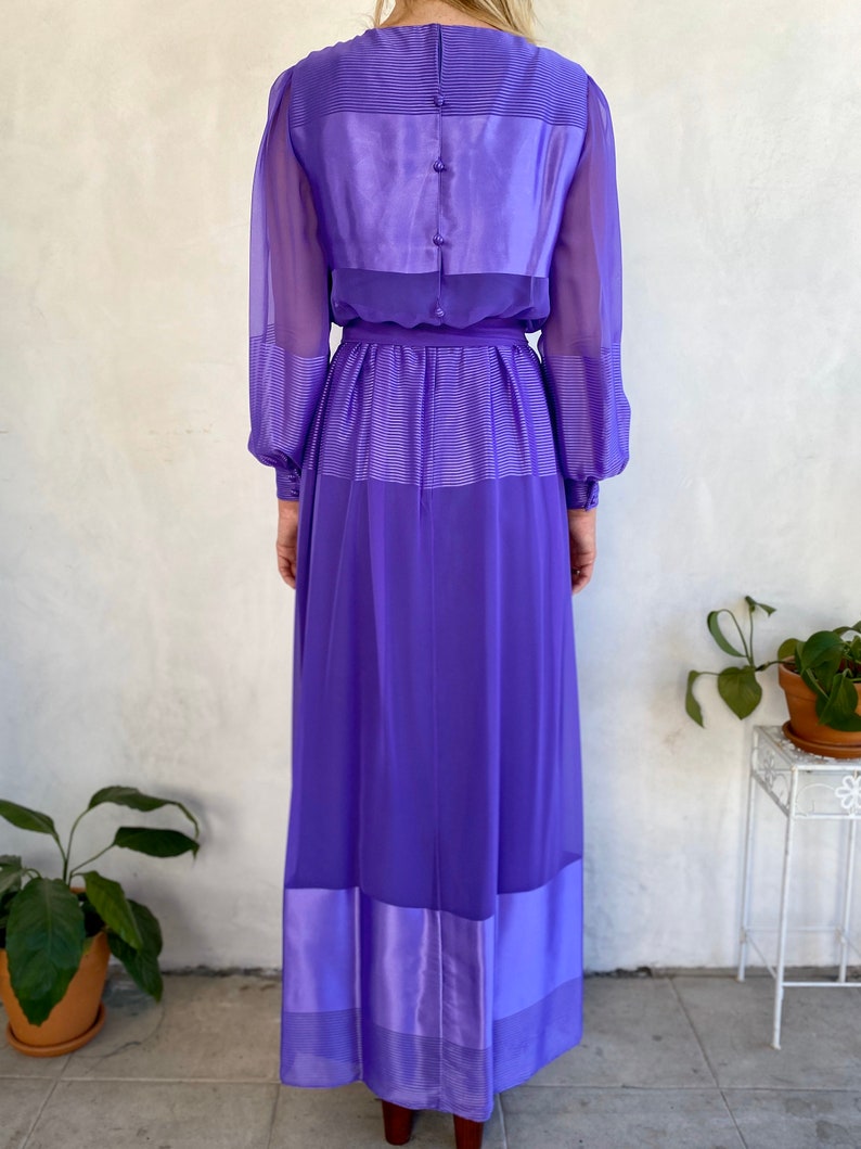 1970s Vintage Miss Elliette Silky Violet Gown Small Medium image 7