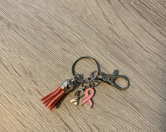 Breast Cancer Awareness Pink Ribbon Keychain