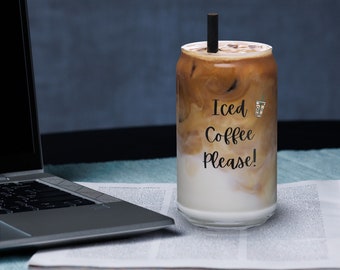 Ice Coffee Please Glass