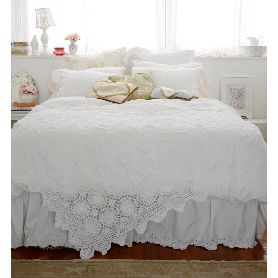 Superbe Couvre-Lit Vintage Français Fait à La Main