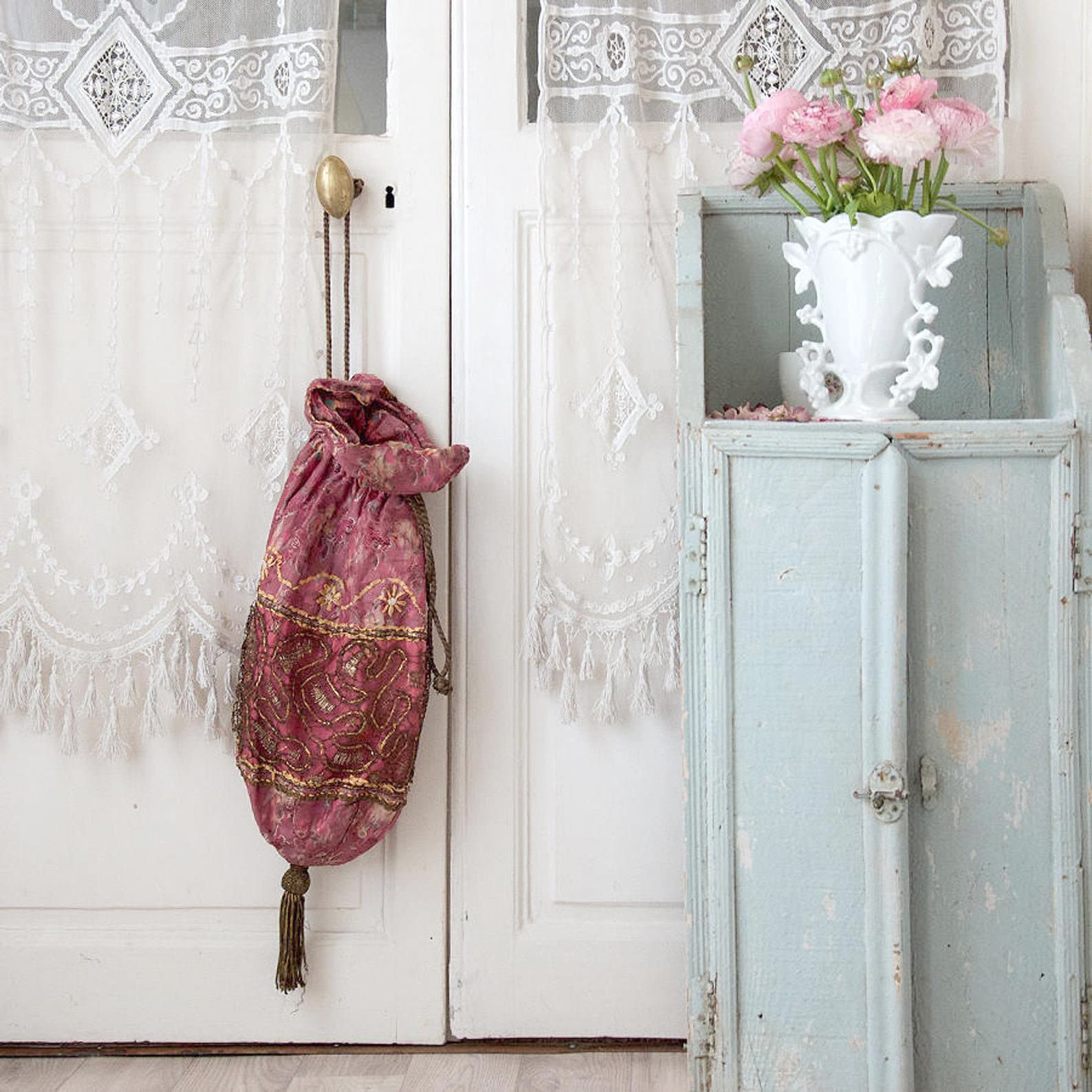 Superbe & Rare Grand Sac Français Antique/Shabby Boho