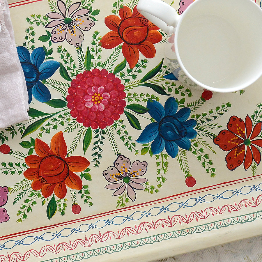Beautiful Vintage Hand Painted Boho Wooden Tray Etsy