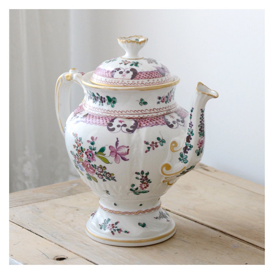 Superbe Théière Vintage Peinte à La Main