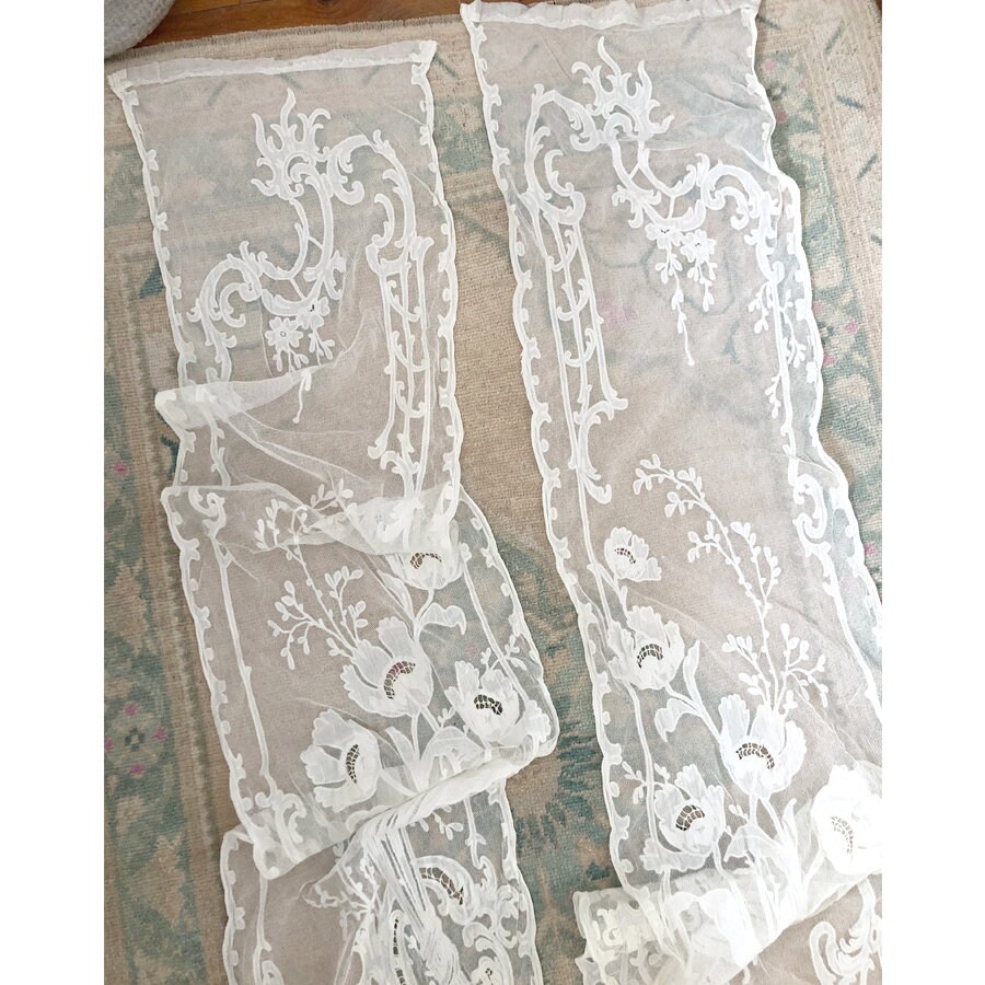 Ravissante Paire de Panneaux Fenêtre Art Nouveau Français Années 1920