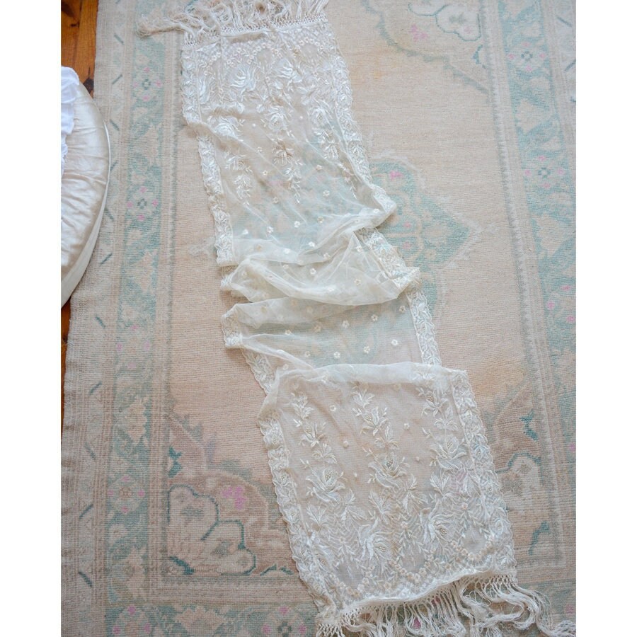 Ravissant Panneau/Voile de Français Antique