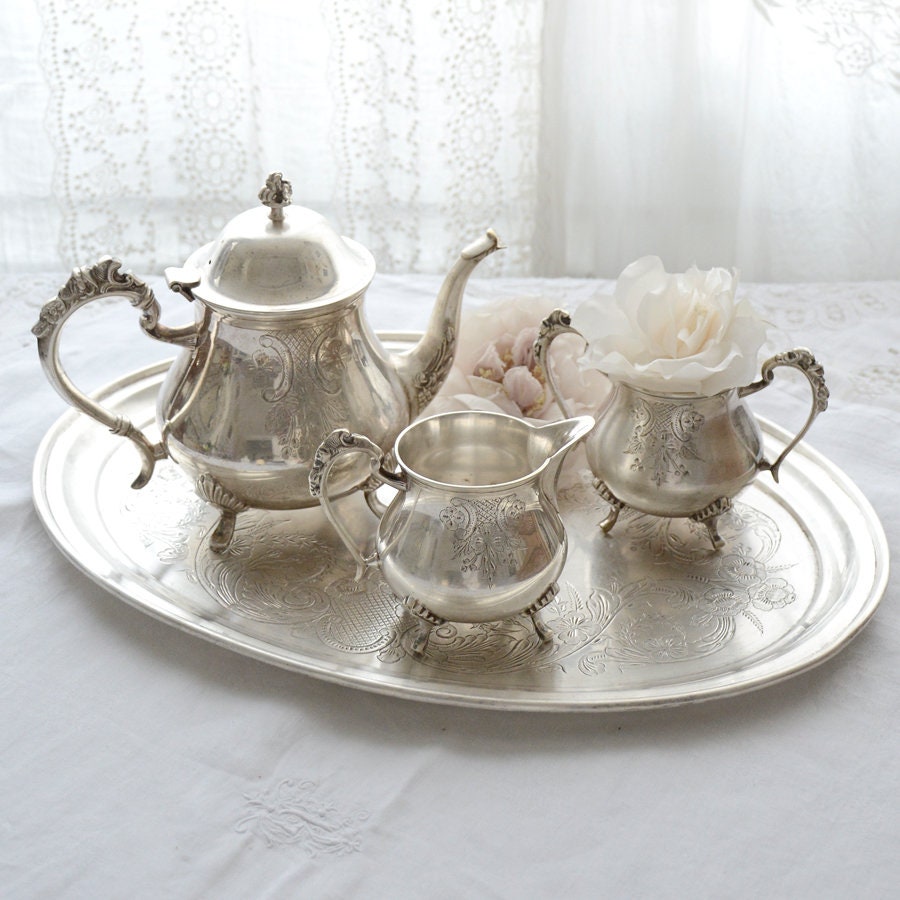 Superbe Ensemble de Thé/Café Vintage Français Plaqué Argent