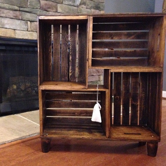 Wooden Crate Bookshelf Etsy