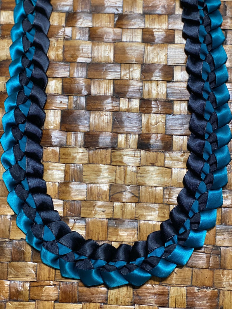 Black And Teal Satin Ribbon Lei