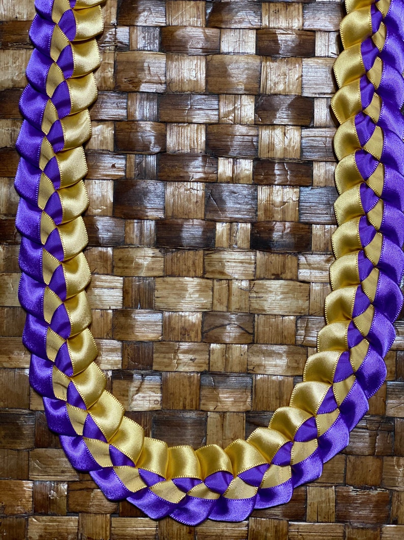 Purple And Gold Satin Ribbon Lei