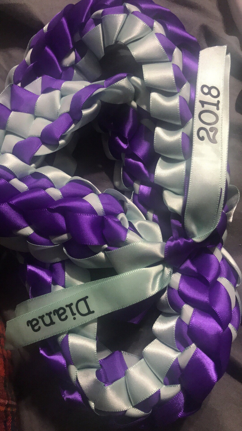 Customized Satin Ribbon Double Lei Etsy UK