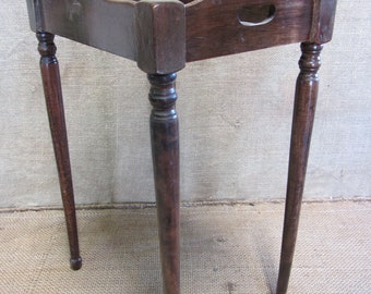 Small Vintage Wooden Table Like a Tray with legs.  Has Handles Hardwood Miniature > Antique Old Wood Stool End Table Rare Find 10970