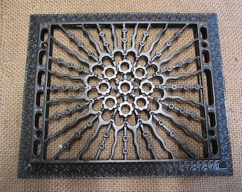 Vintage Cast Iron Register Grate > Antique Old Heat Vent Furnace Hardware (Opening 10x8) 10910