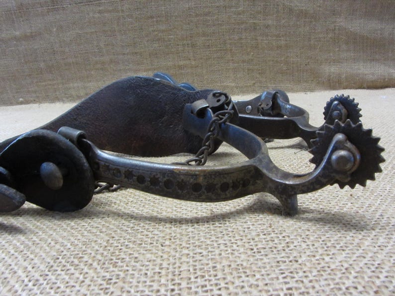 Spur Set Vintage North Judd Ornate Iron Spur Set Leather Straps Marked 11595 - Etsy