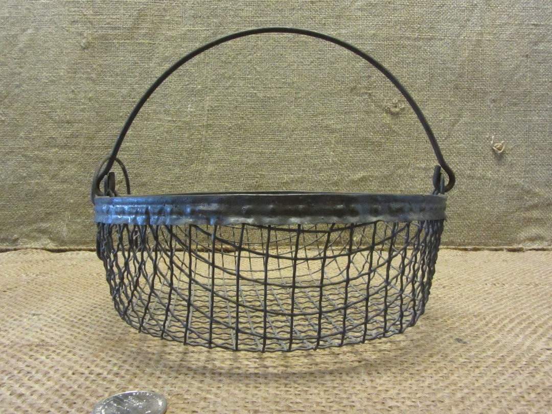 Vintage Wire Basket W Handle Metal Fruit Baskets Barrel Etsy