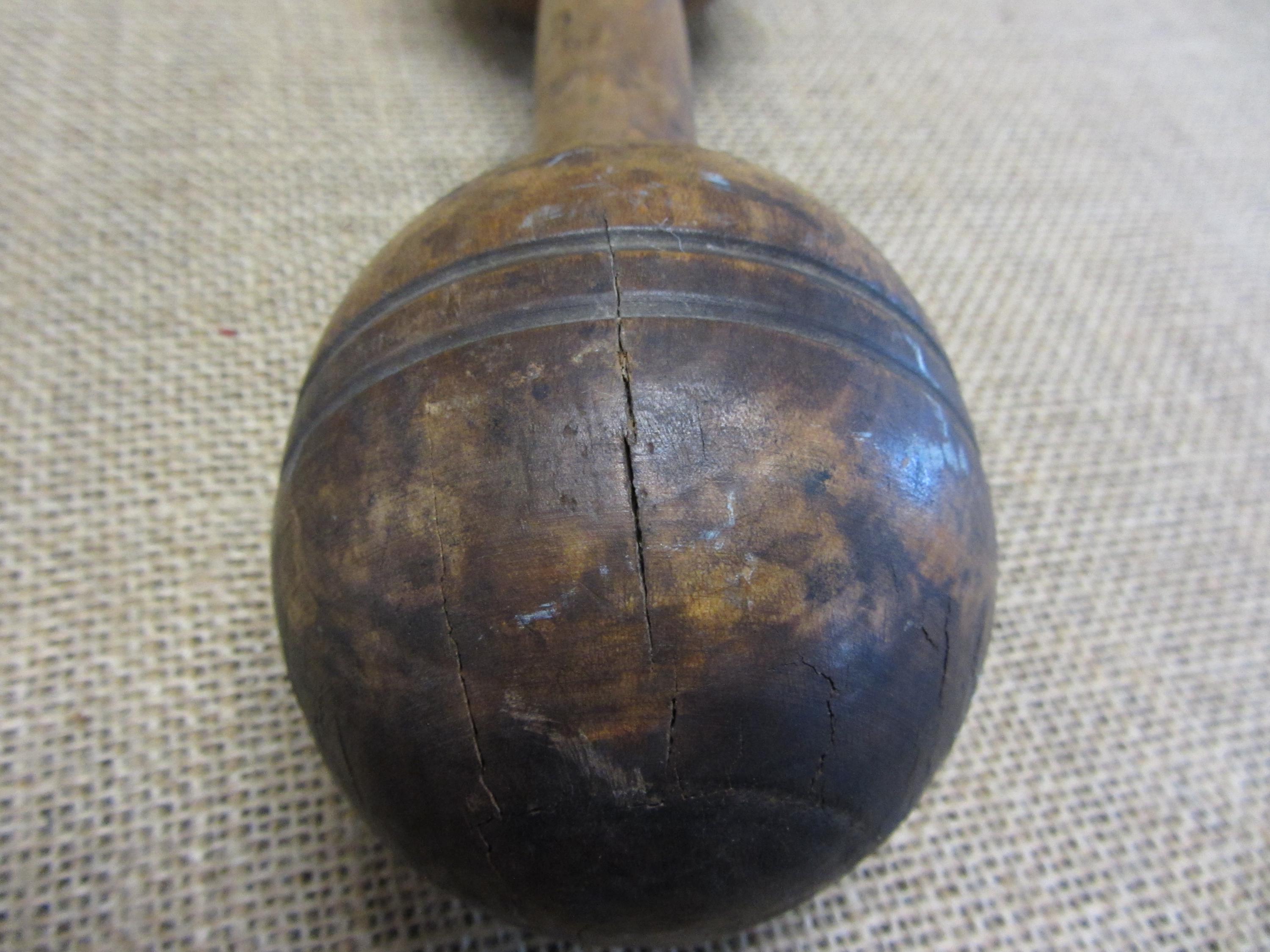 ヴィンテージ木製ダンベルセット：プリミティブシャビーデコレーション